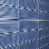 Stacy Garcia ArtBlock Fluted Denim Blue 4x16 Glossy Porcelain Tile