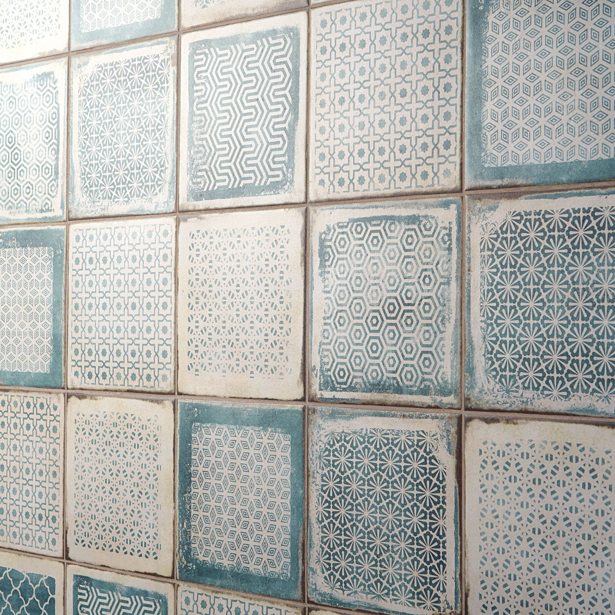 Los Lunas Deco Blue 8x8 Matte Porcelain Tile - Lux Tile