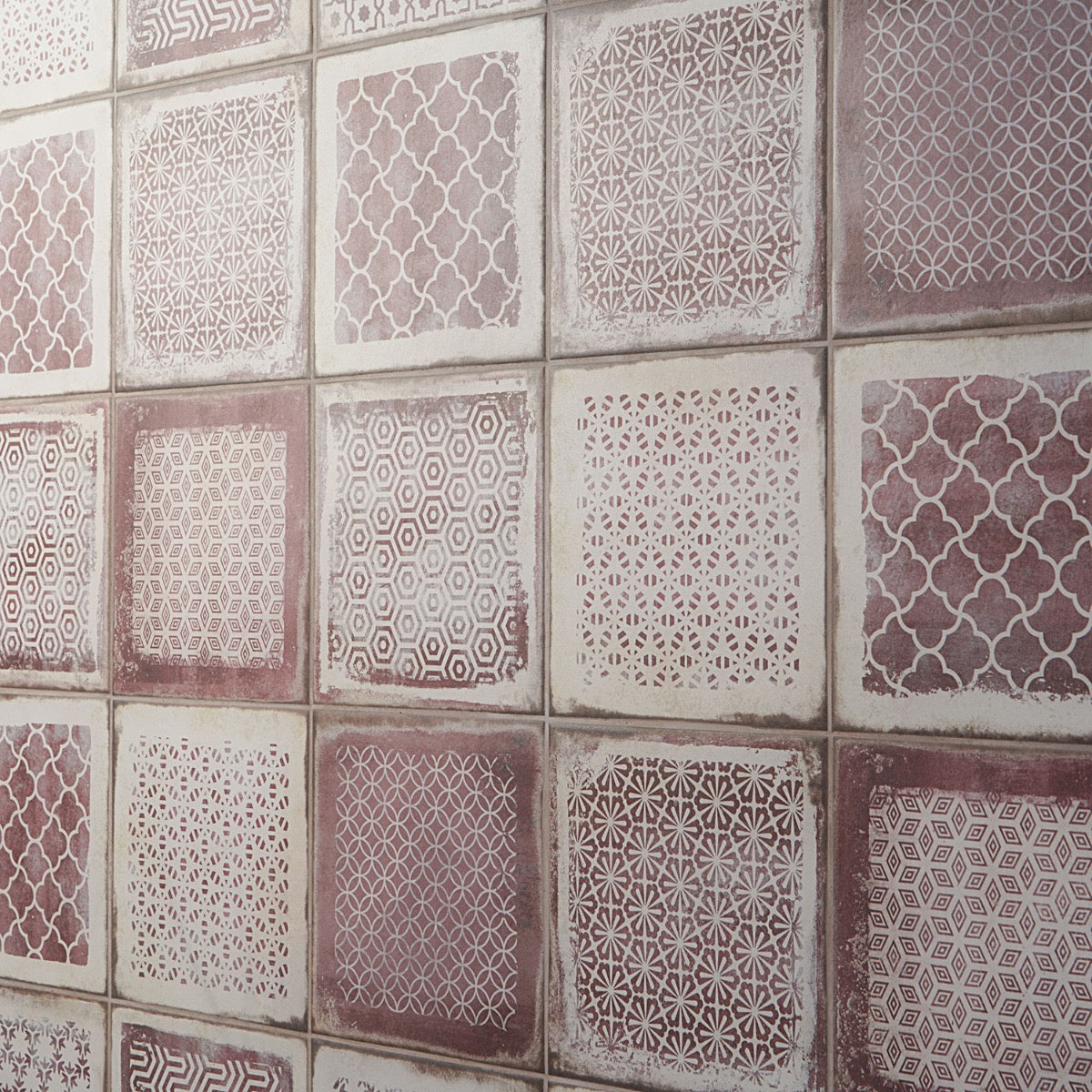 Los Lunas Deco Rose Pink 8x8 Matte Porcelain Tile - Lux Tile