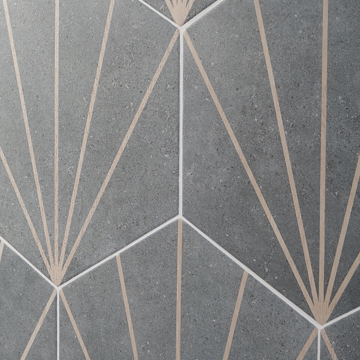 Lux Tile Pergola Beams Graphite Gray 12.5" Hexagon Matte Porcelain Tile