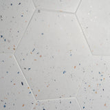 Six Hexagon Multi White Matte Porcelain Tile - 12.5" Terrazzo Look