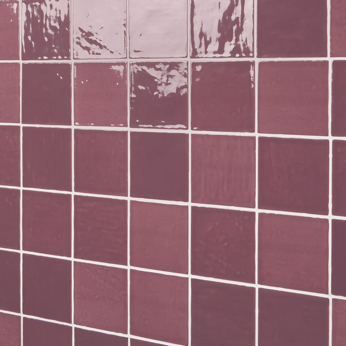 Mulberry Purple 4x4 Zellige Glossy Ceramic Tile by Lux Tile