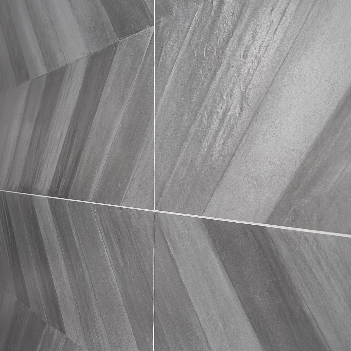 Sculpt Gray Chevron 24x48 Natural Porcelain Tile