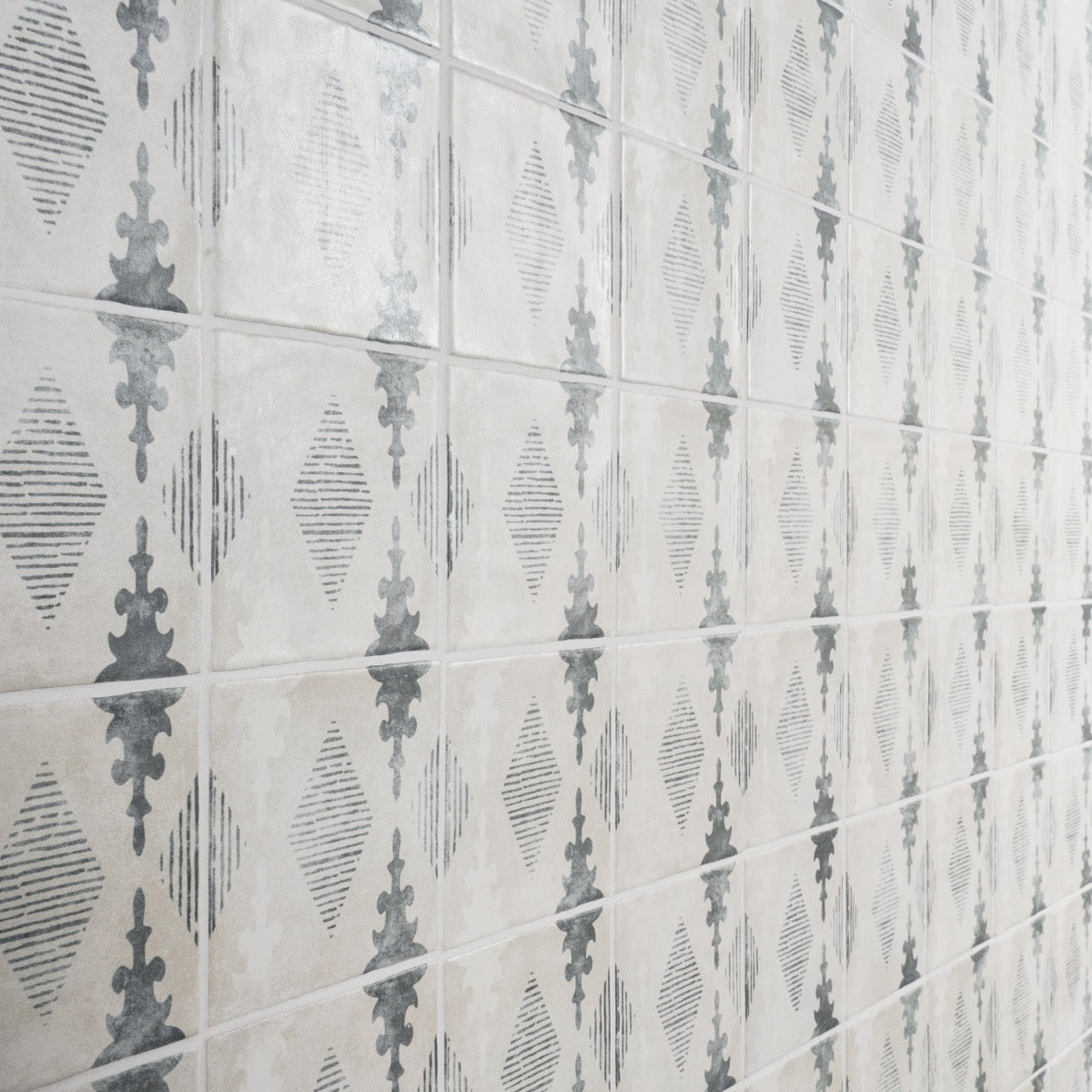 Talia Aztec Blue Gray 5x5 Matte Ceramic Tile by Paula Purroy