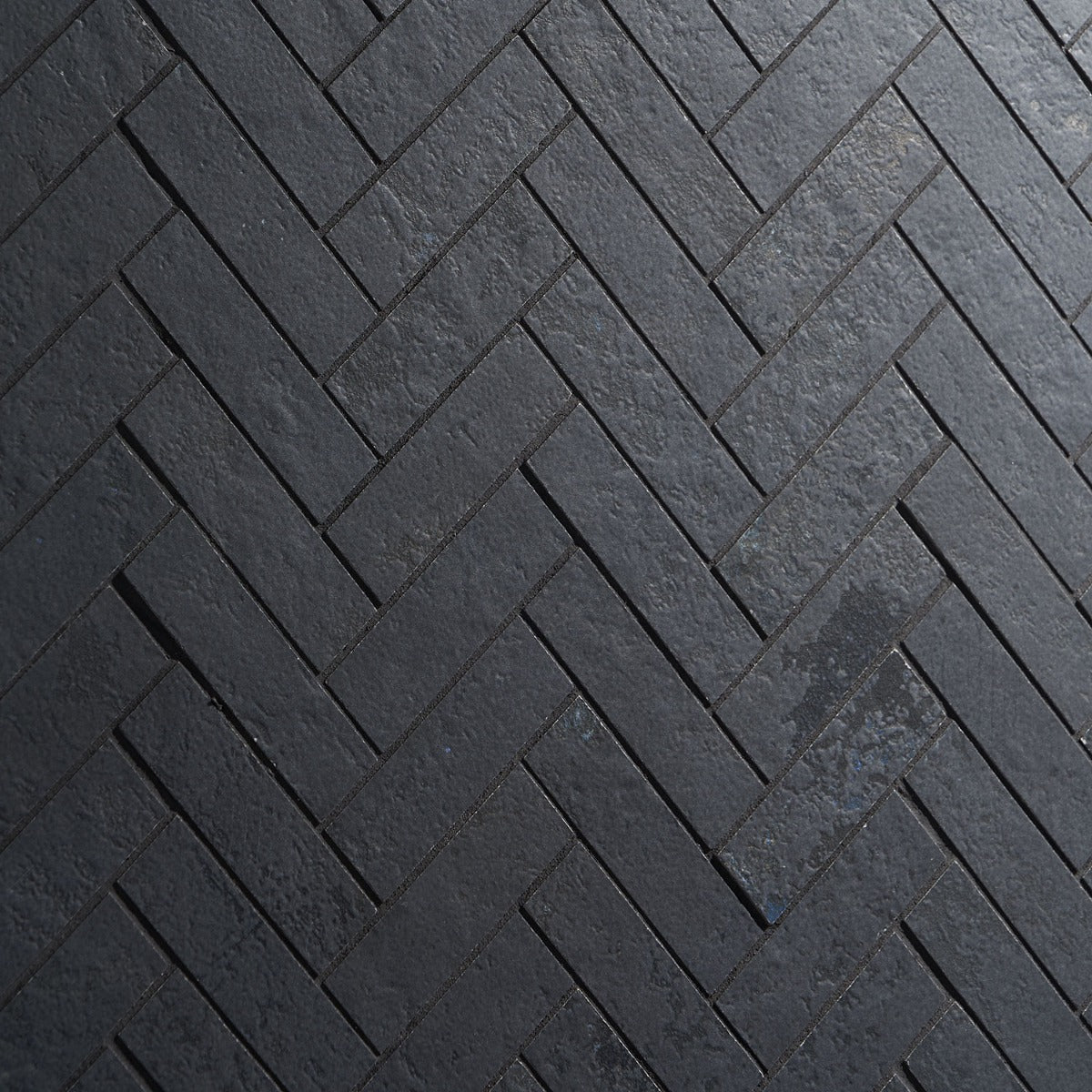 Lux Tile Portrait Black Herringbone Matte Porcelain Mosaic Tile
