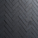 Lux Tile Portrait Black Herringbone Matte Porcelain Mosaic Tile