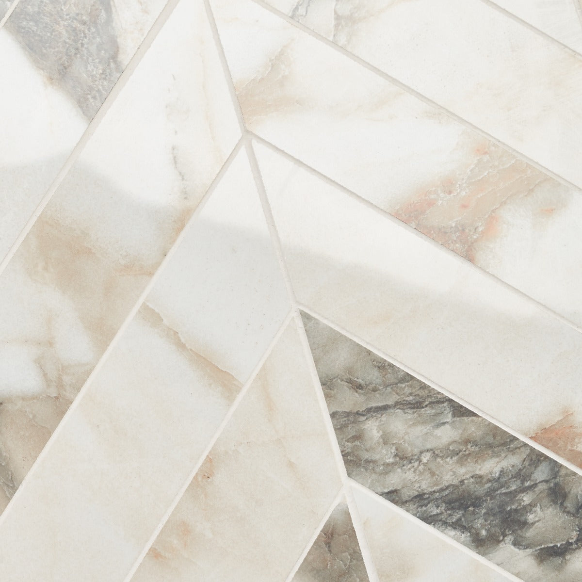 Dreamstone Calacatta Rustico Chevron Polished Porcelain Mosaic Tile