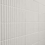 Roller Ribbed White 4x12 3D Matte Ceramic Tile - Tilebar