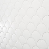Highwater Blanco White 5" Fish Scale Matte Ceramic Wall Tile