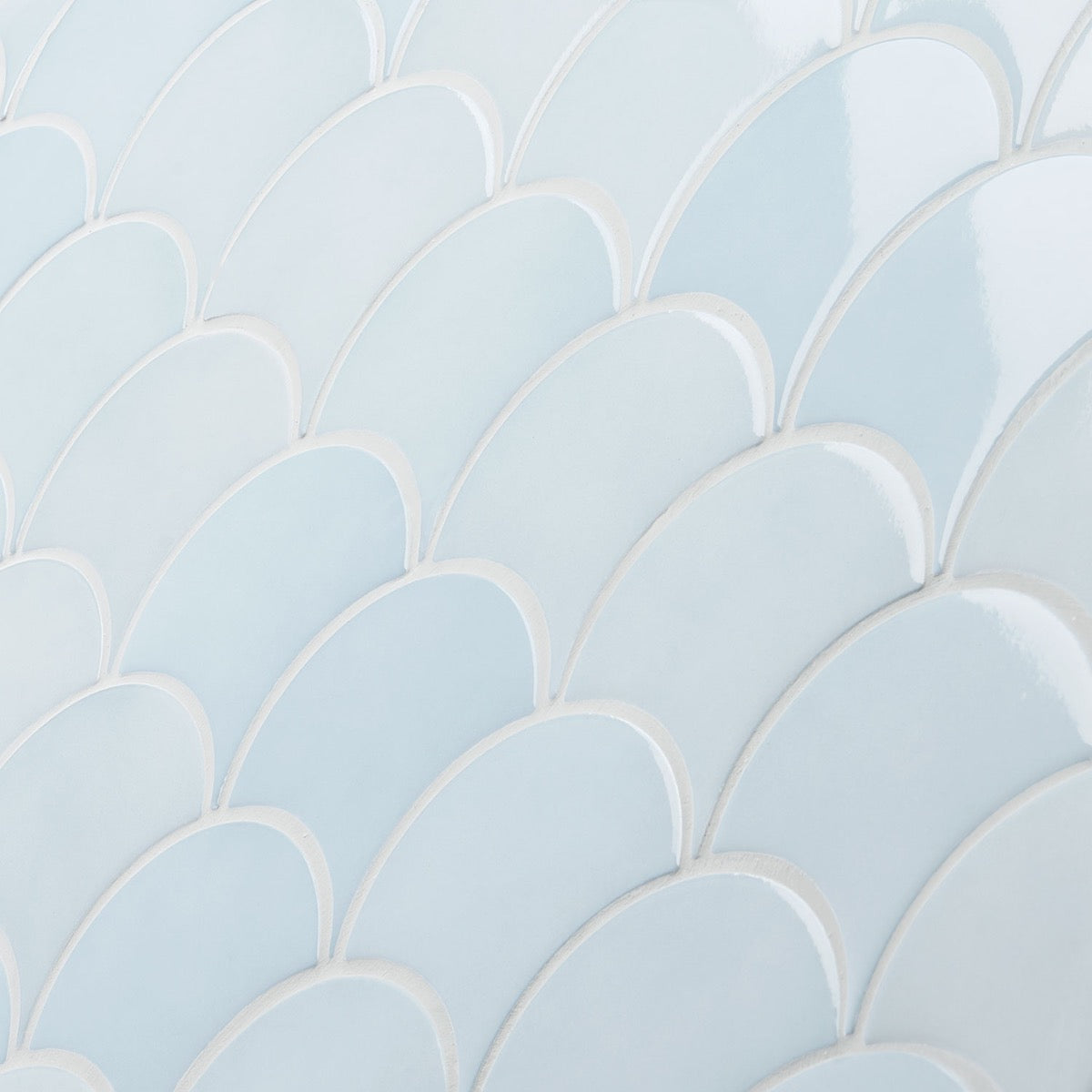Highwater Maya Blue Fish Scale Polished Ceramic Wall Tile - 5"
