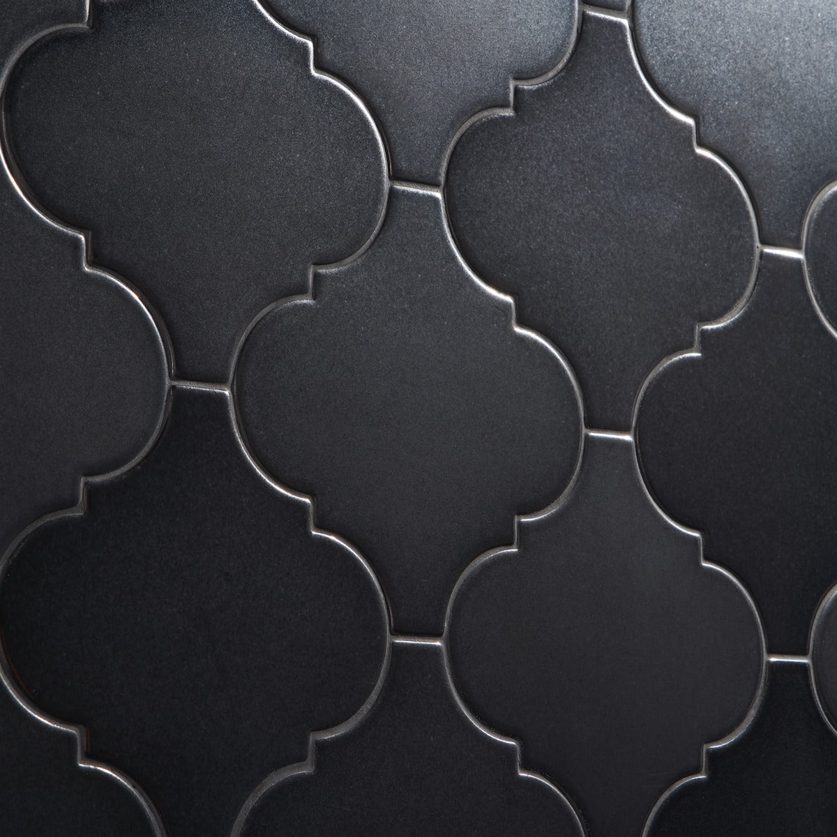 Zeal Gunmetal Gray Arabesque Polished Porcelain Tile - Lux Tile