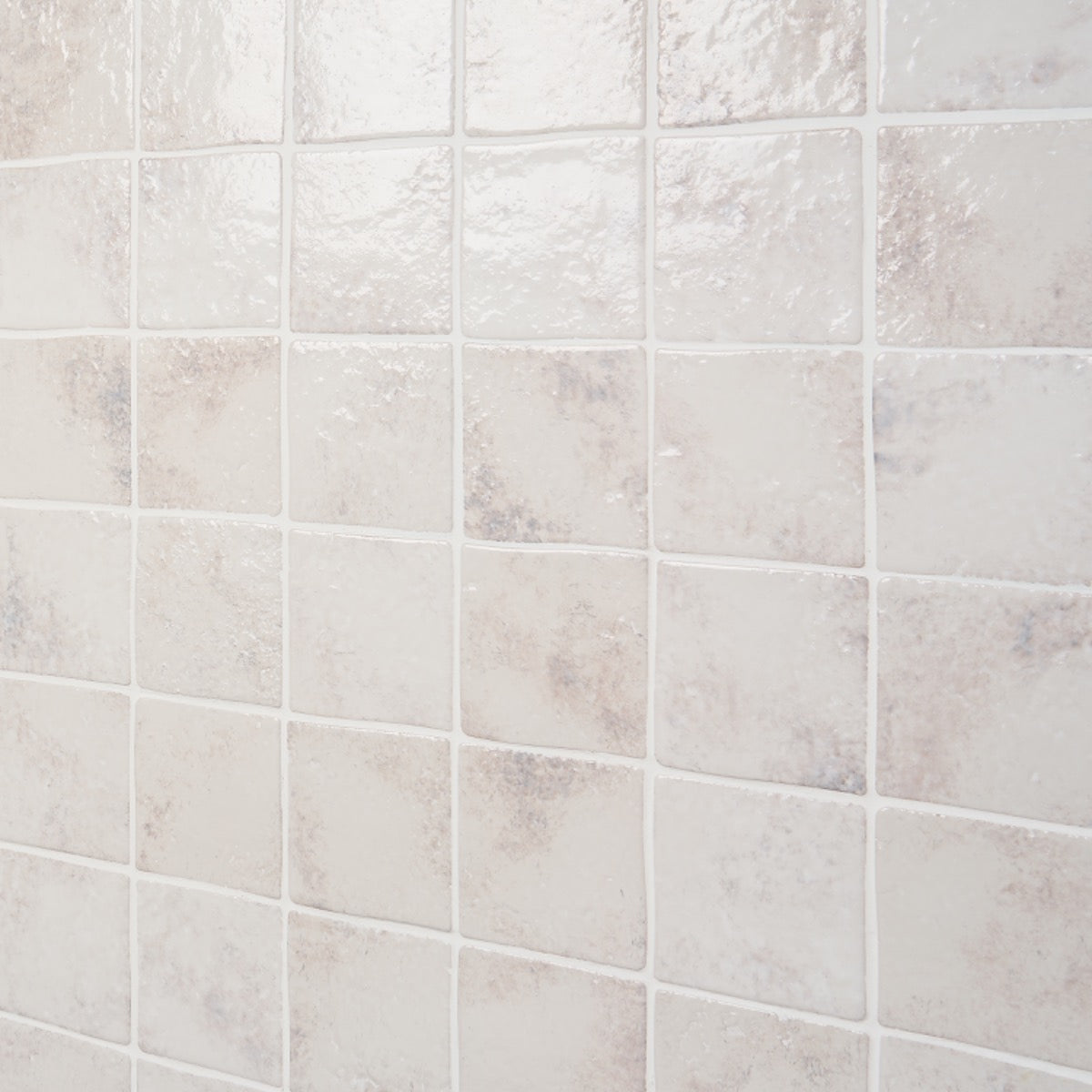 Greta Seashell White 5x5 Glossy Textured Porcelain Tile by Lux Tile