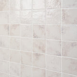 Greta Seashell White 5x5 Glossy Textured Porcelain Tile by Lux Tile