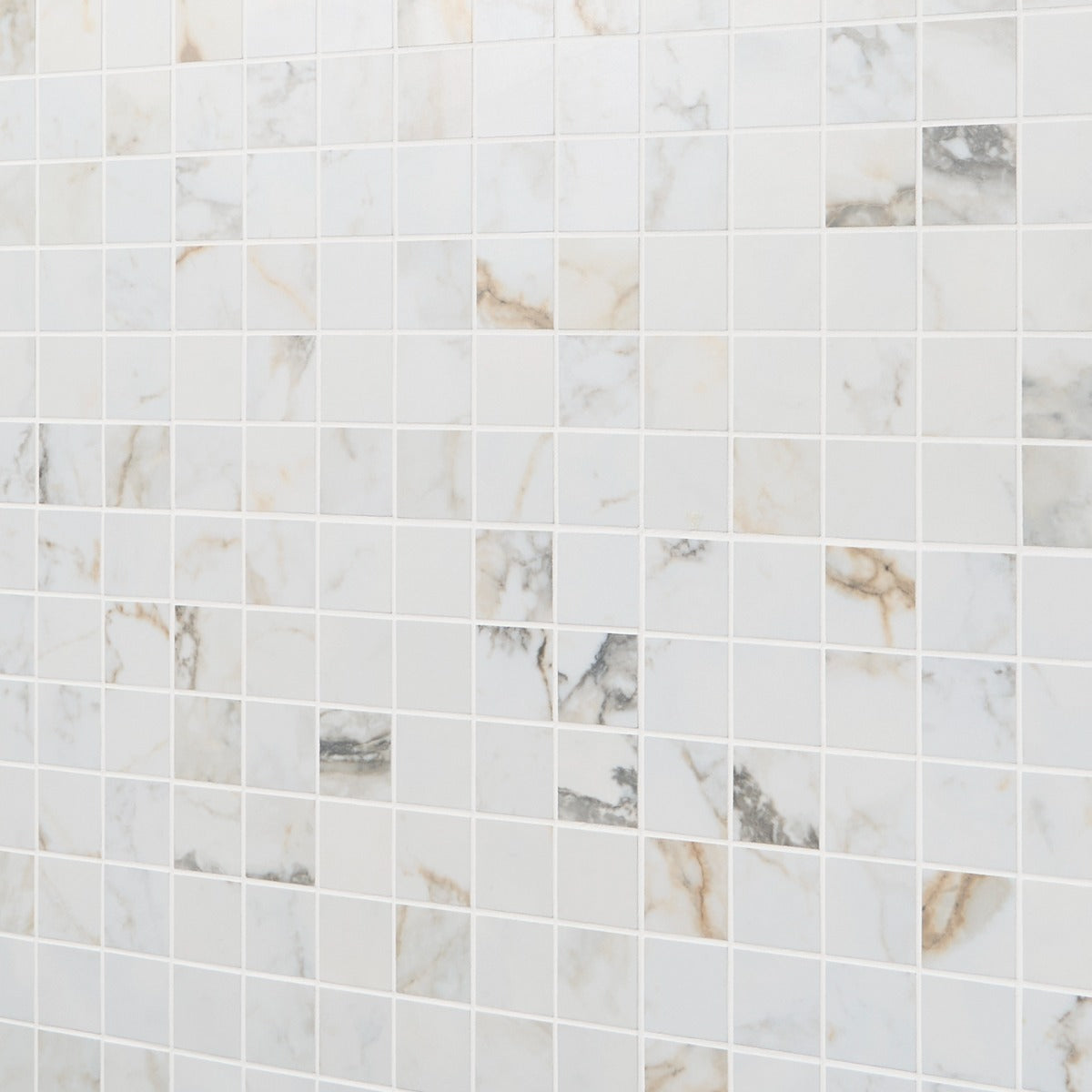 Tilebar Calacatta Macchia White Gold 2x2 Matte Porcelain Mosaic Tile