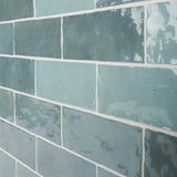 Portmore Aqua Blue 3x8 Glossy Ceramic Subway Tile by Lux Tile