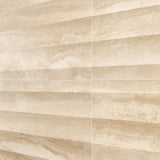 Lumar Waves 3D Travertino Crema Beige 24x48 Matte Porcelain Tile