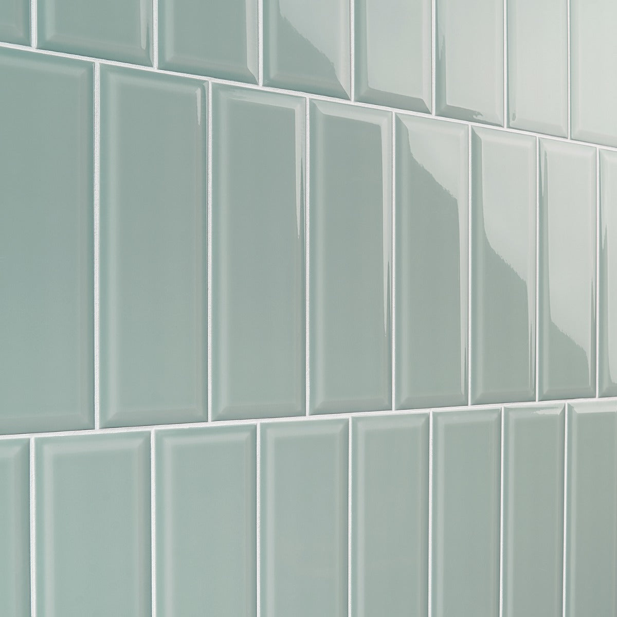 Lux Tile Rise Sage Green 4x12 Beveled Glossy Ceramic Subway Tile