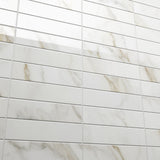 Amalfi Calacatta White 3x12 Polished Ceramic Subway Tile - Lux Tile