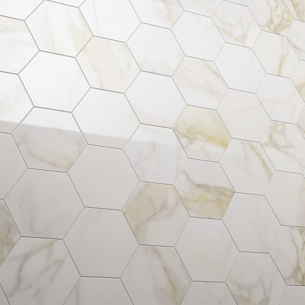 Amalfi Calacatta 6" Hexagon Polished Porcelain Tile - Lux Tile
