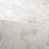 Amalfi Calacatta 6" Hexagon Polished Porcelain Tile - Lux Tile