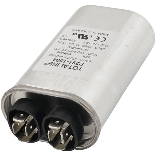 Carrier P291-1504 capacitor - detail view (Type: Single; Voltage: 440v)