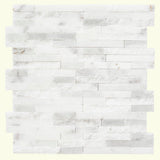 Jeffrey Court Churchill White Split Face 11.75 in. x 12.625 in. x 13 mm Splitface Textured Marble Mosaic Tile