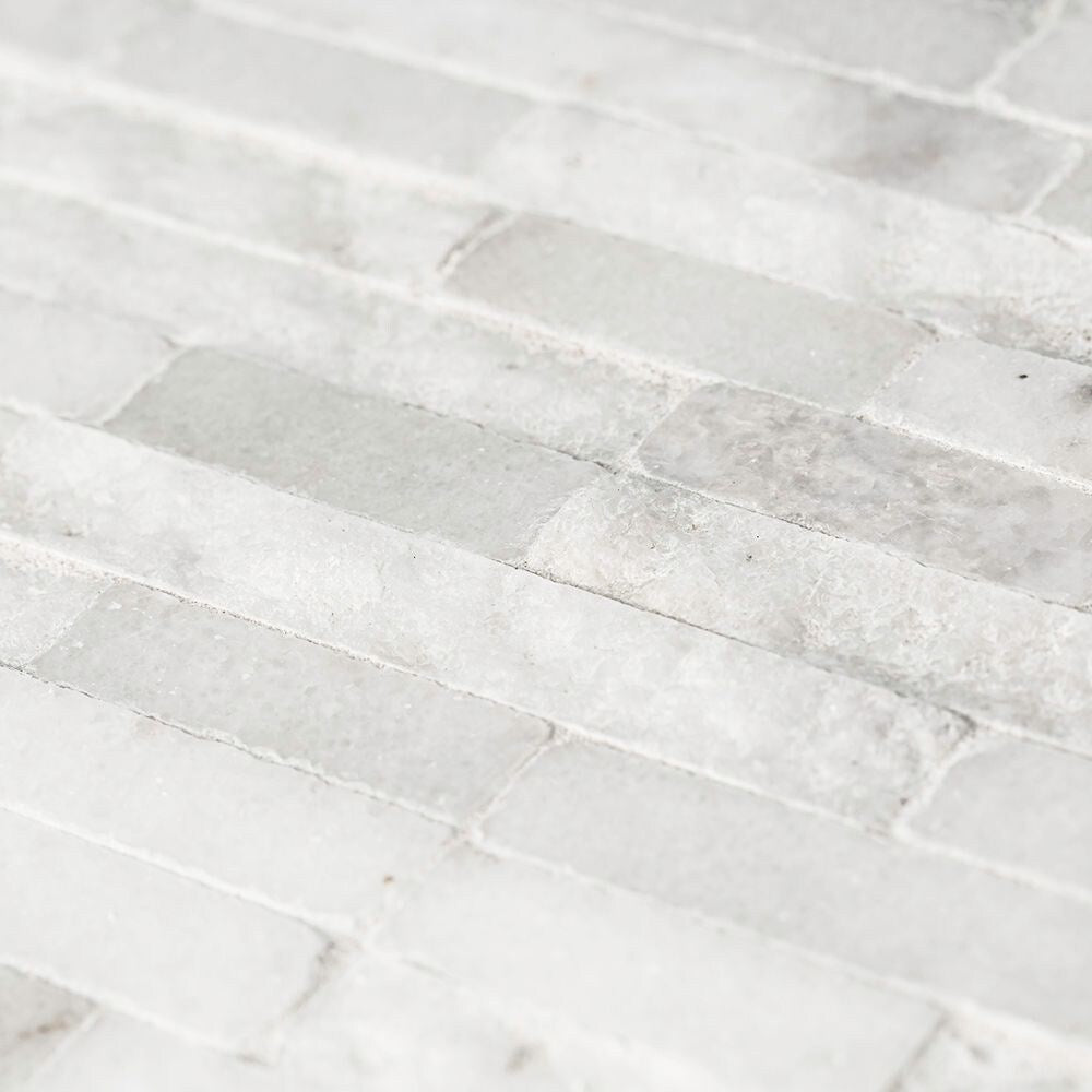 Jeffrey Court Churchill White Split Face 11.75 in. x 12.625 in. x 13 mm Splitface Textured Marble Mosaic Tile