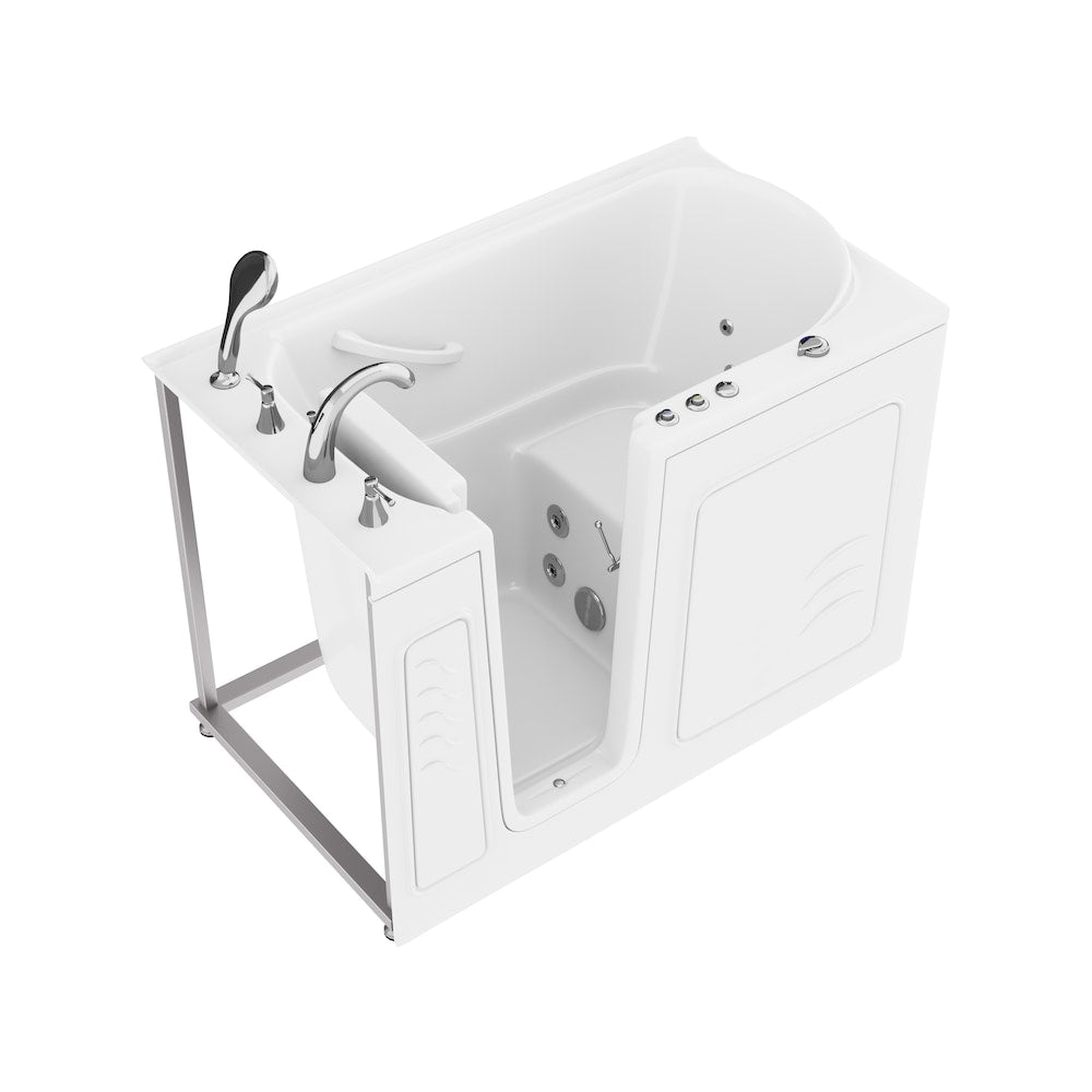 Universal Tubs HD Series 53 in. Left-Drain Quick-Fill Walk-In Whirlpool & Air Bath Tub with Powered Fast Drain, Biscuit