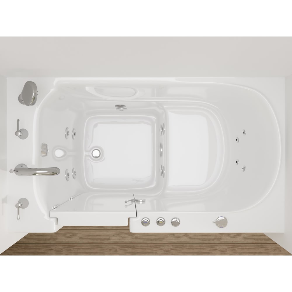 Universal Tubs HD Series 53 in. Left-Drain Quick-Fill Walk-In Whirlpool & Air Bath Tub with Powered Fast Drain, Biscuit