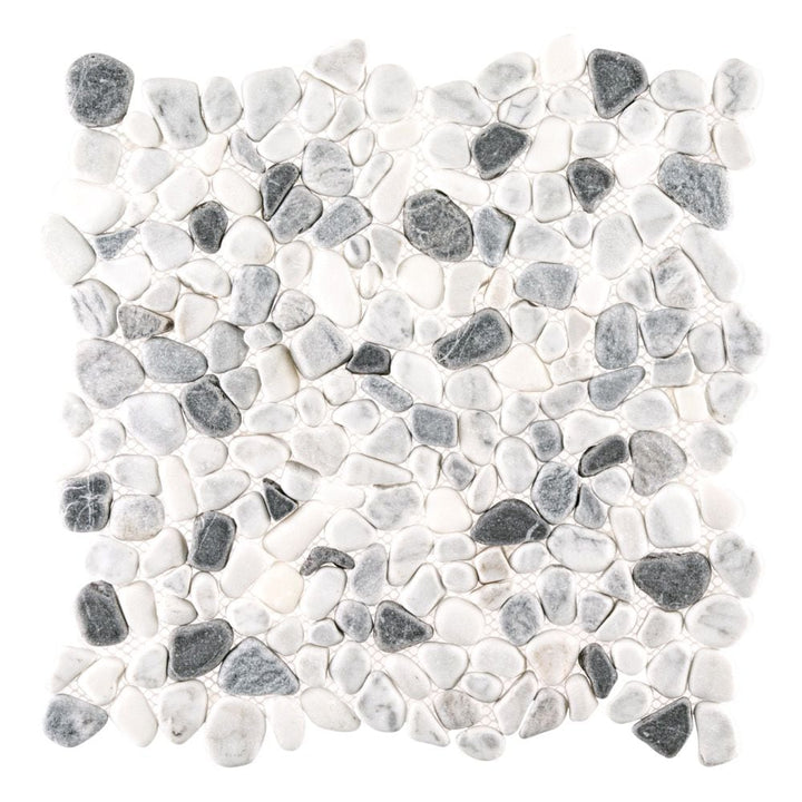 Jeffrey Court Carrara River Rocks 11.625 in. x 11.625 in. x 10.5 mm Marble Mosaic Floor and Wall Tile
