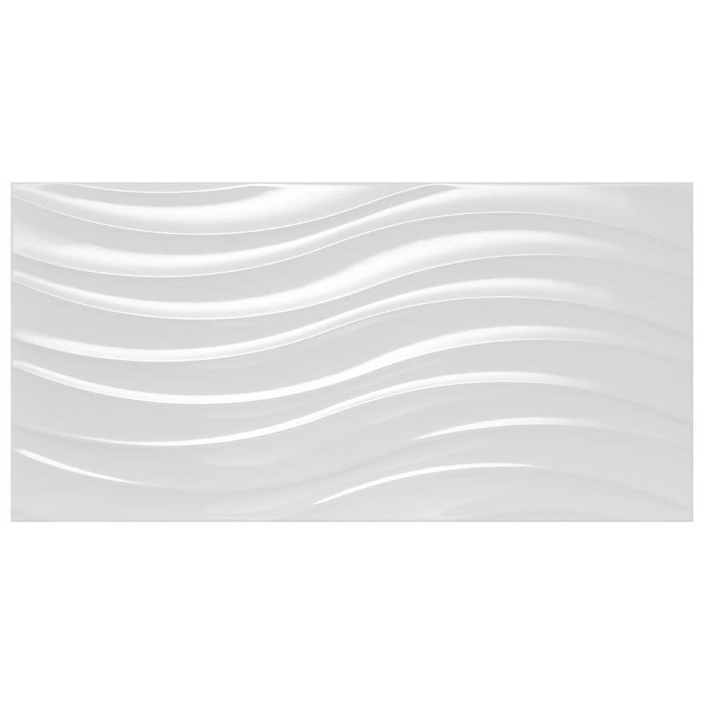 Merola Tile Silueta Blanco Brillo 12-3/8 in. x 24-7/8 in. Ceramic Wall Tile (15.42 sq. ft. / case)