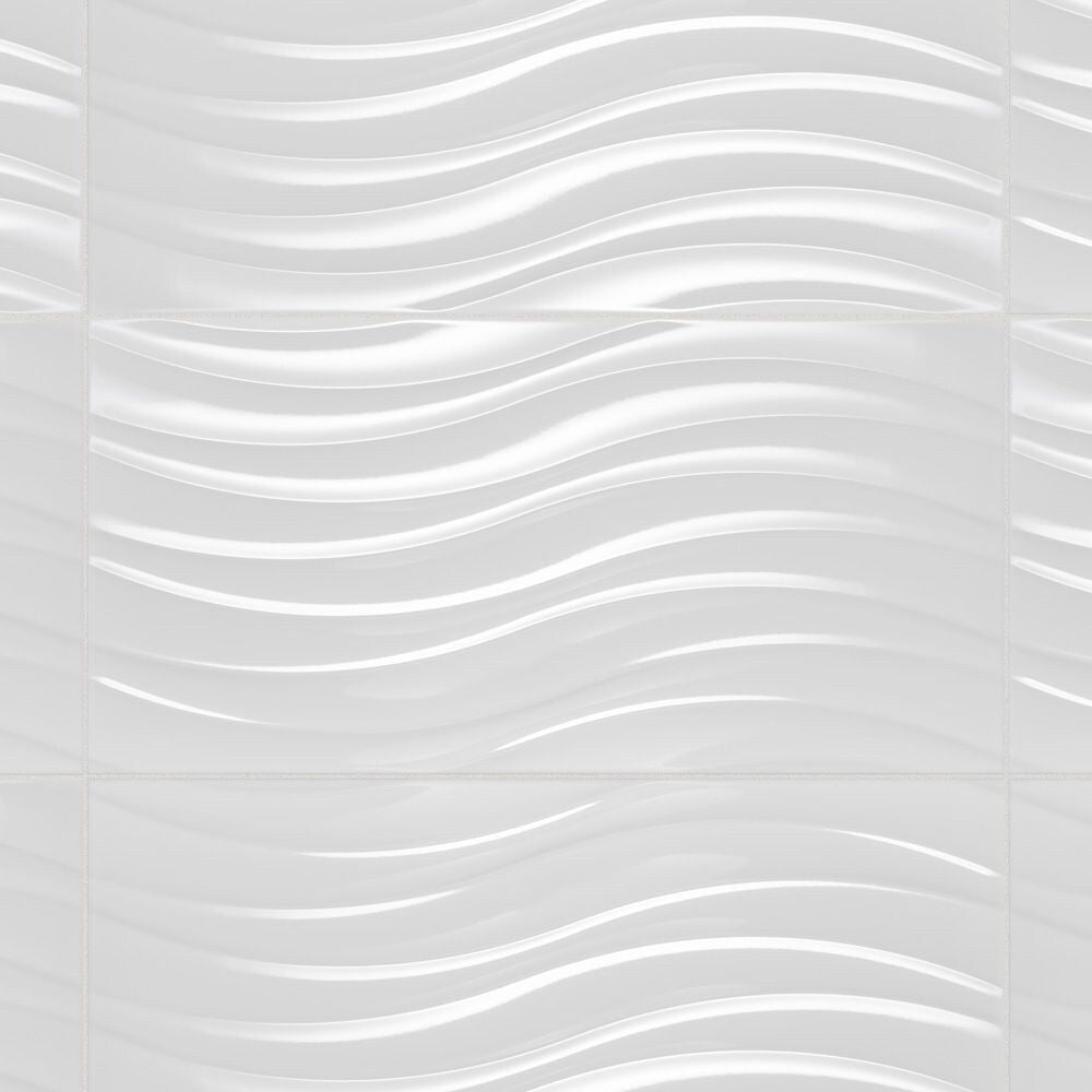 Merola Tile Silueta Blanco Brillo 12-3/8 in. x 24-7/8 in. Ceramic Wall Tile (15.42 sq. ft. / case)