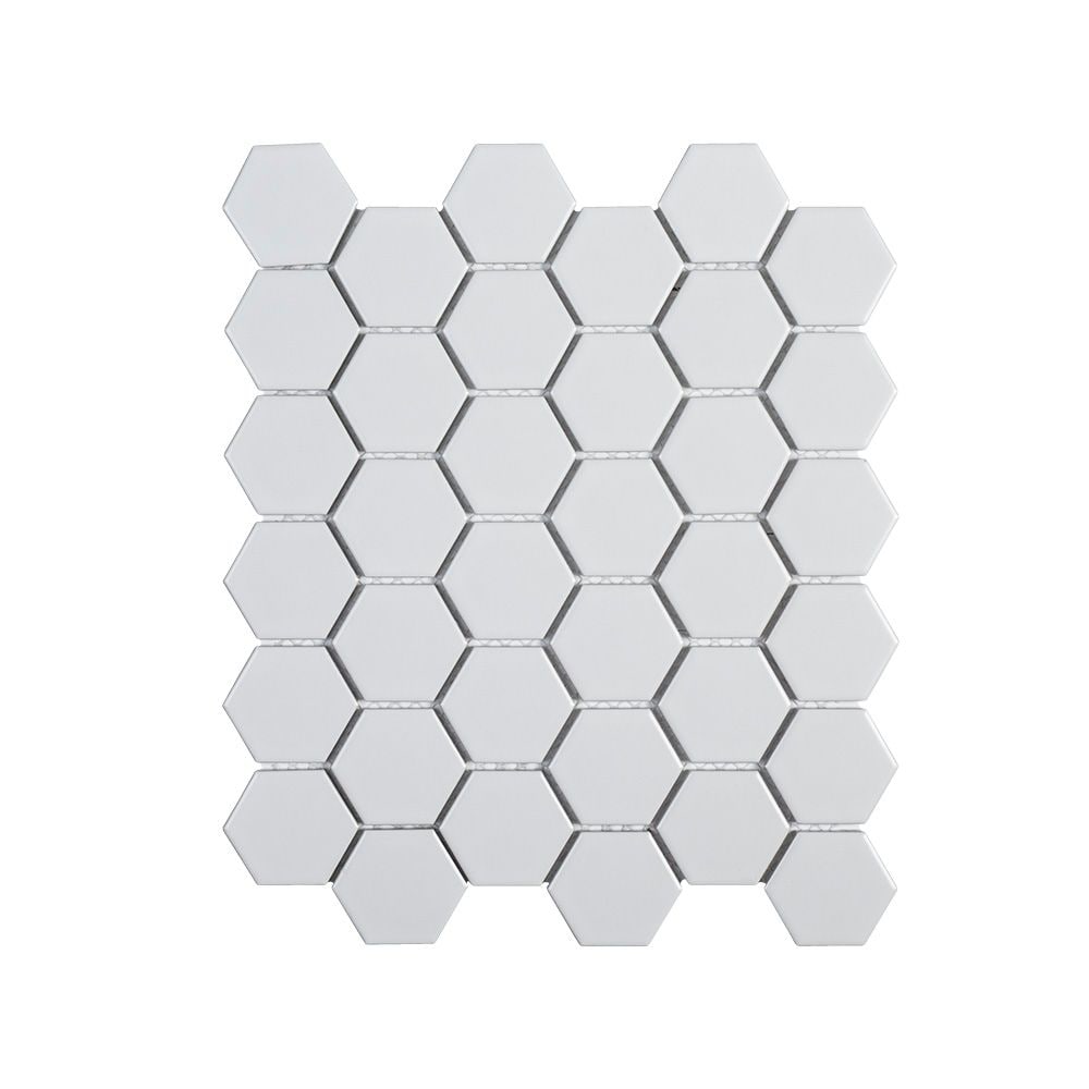 Jeffrey Court Callalily White 12.375 in. x 10.875 in. x 6 mm Hexagon Matte Porcelain Floor and Wall Mosaic Tile
