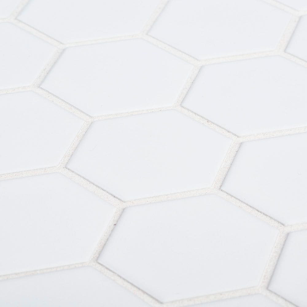 Jeffrey Court Callalily White 12.375 in. x 10.875 in. x 6 mm Hexagon Matte Porcelain Floor and Wall Mosaic Tile