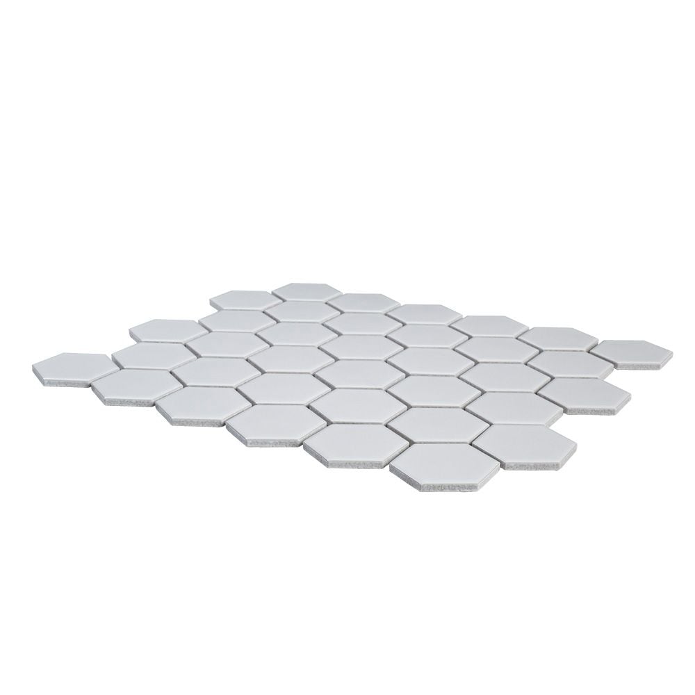 Jeffrey Court Callalily White 12.375 in. x 10.875 in. x 6 mm Hexagon Matte Porcelain Floor and Wall Mosaic Tile