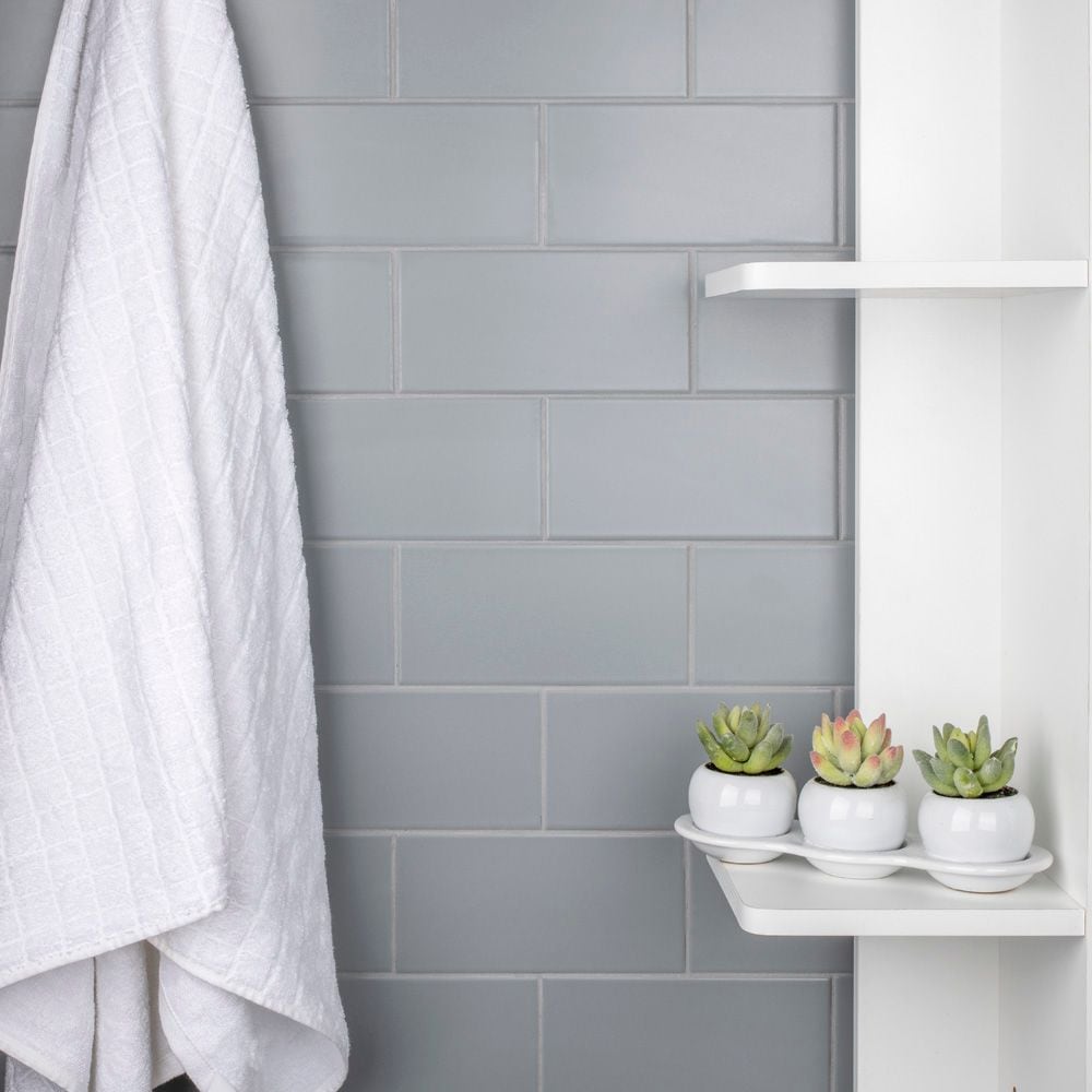 Merola Tile Projectos 7-3/4 in. x 3-7/8 in. Cinza Matte Ceramic Subway Floor and Wall Tile, 11.46 sq. ft. per Case