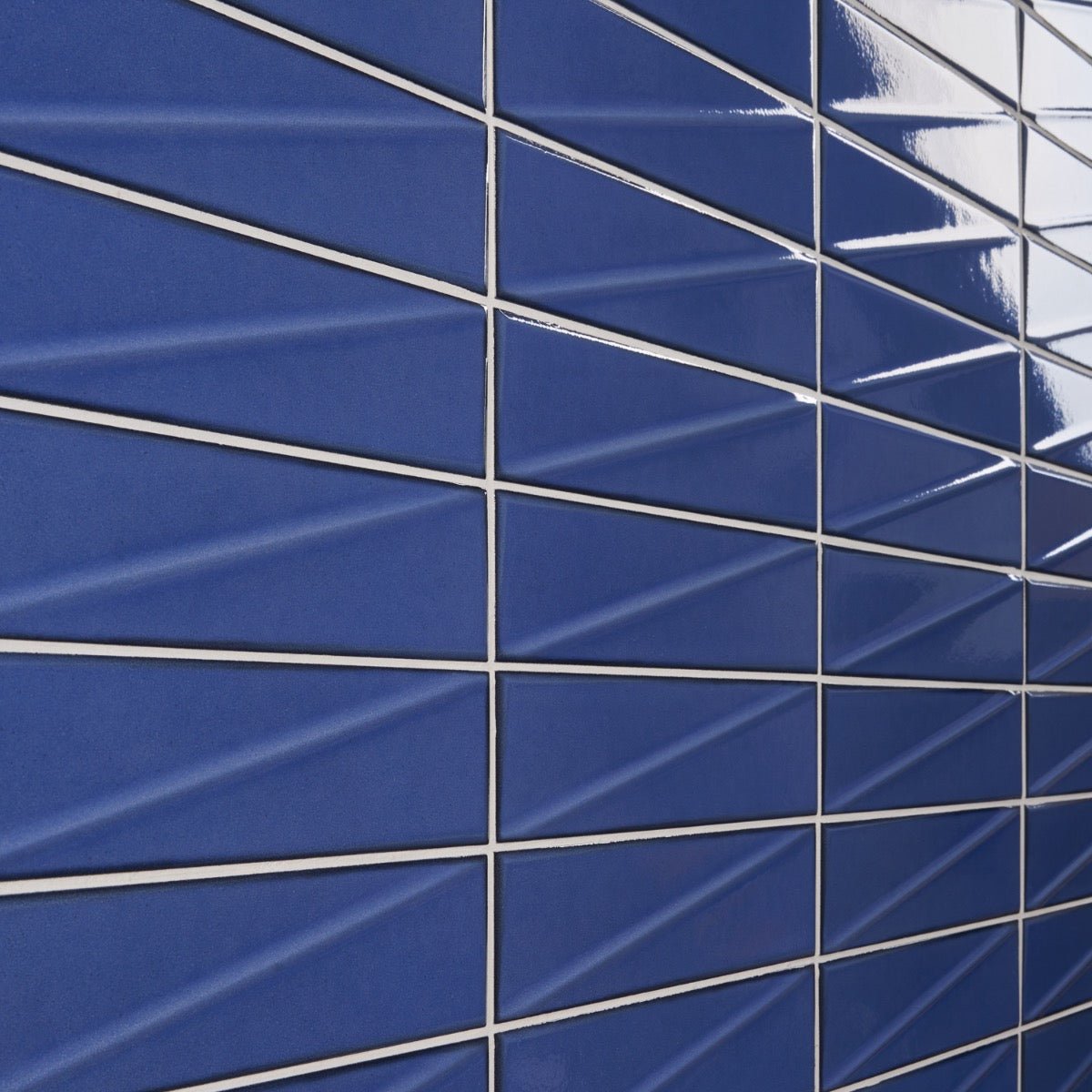 Axelle Azure Blue 3D Glossy Ceramic Subway Tile - 3x12