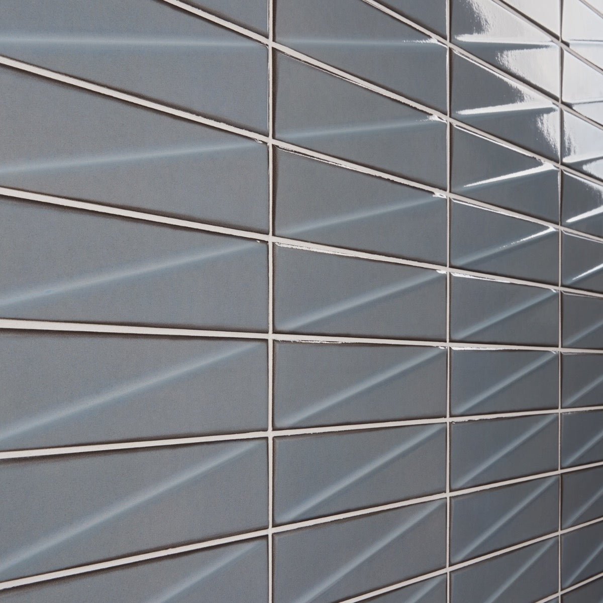Axelle Misty Gray 3D Glossy Ceramic Subway Tile - 3x12