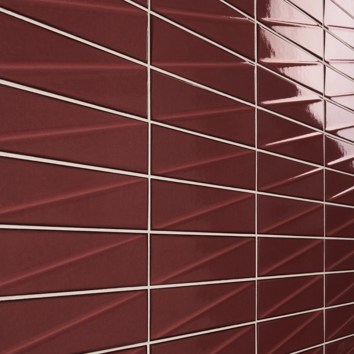 Axelle Ruby Red 3D Glossy Ceramic Subway Tile - 3x12