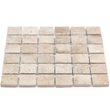 Seville Delfi Beige 2x2 Porcelain Mosaic Tile - Travertine Look