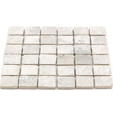 Seville Olimpia White 2x2 Porcelain Mosaic Tile - Travertine Look