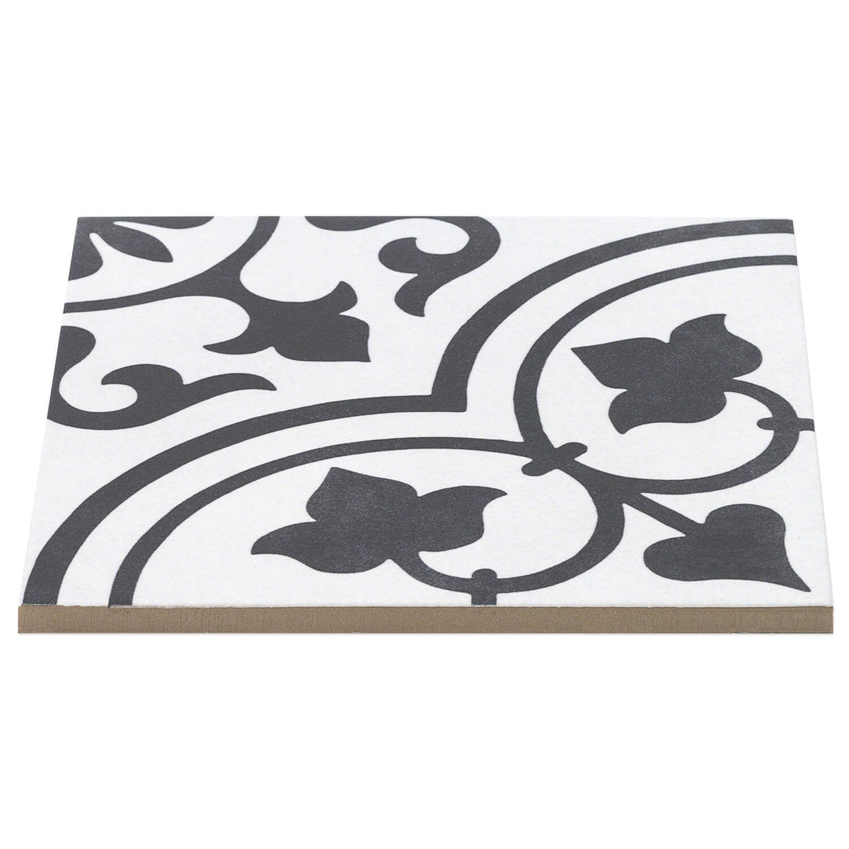 Cascais Black & White Ornate 9x9 Matte Porcelain Tile by Lux Tile