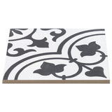 Cascais Black & White Ornate 9x9 Matte Porcelain Tile by Lux Tile