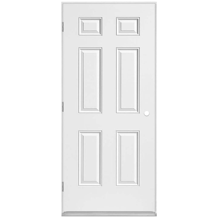 Masonite 36 in. x 80 in. Utility 6-Panel Right-Hand Outswing Primed Steel Prehung Front Exterior Door
