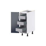 J COLLECTION Devon 12 in. W x 24 in. D x 34.5 in. H Painted Blue Shaker Assembled Base Kitchen Cabinet with 3 Inner Drawers