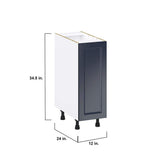 J COLLECTION Devon 12 in. W x 24 in. D x 34.5 in. H Painted Blue Shaker Assembled Base Kitchen Cabinet with 3 Inner Drawers
