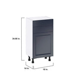 J COLLECTION 18 in. W x 14 in. D x 34.5 in. H Devon Painted Blue Shaker Assembled Shallow Base Kitchen Cabinet with 2 Drawers