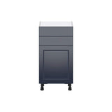 J COLLECTION 18 in. W x 14 in. D x 34.5 in. H Devon Painted Blue Shaker Assembled Shallow Base Kitchen Cabinet with 2 Drawers