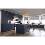 J COLLECTION 24 in. W x 34.5 in. H x 14 in. D Devon Painted Blue Shaker Assembled Shallow Base Kitchen Cabinet with Drawers