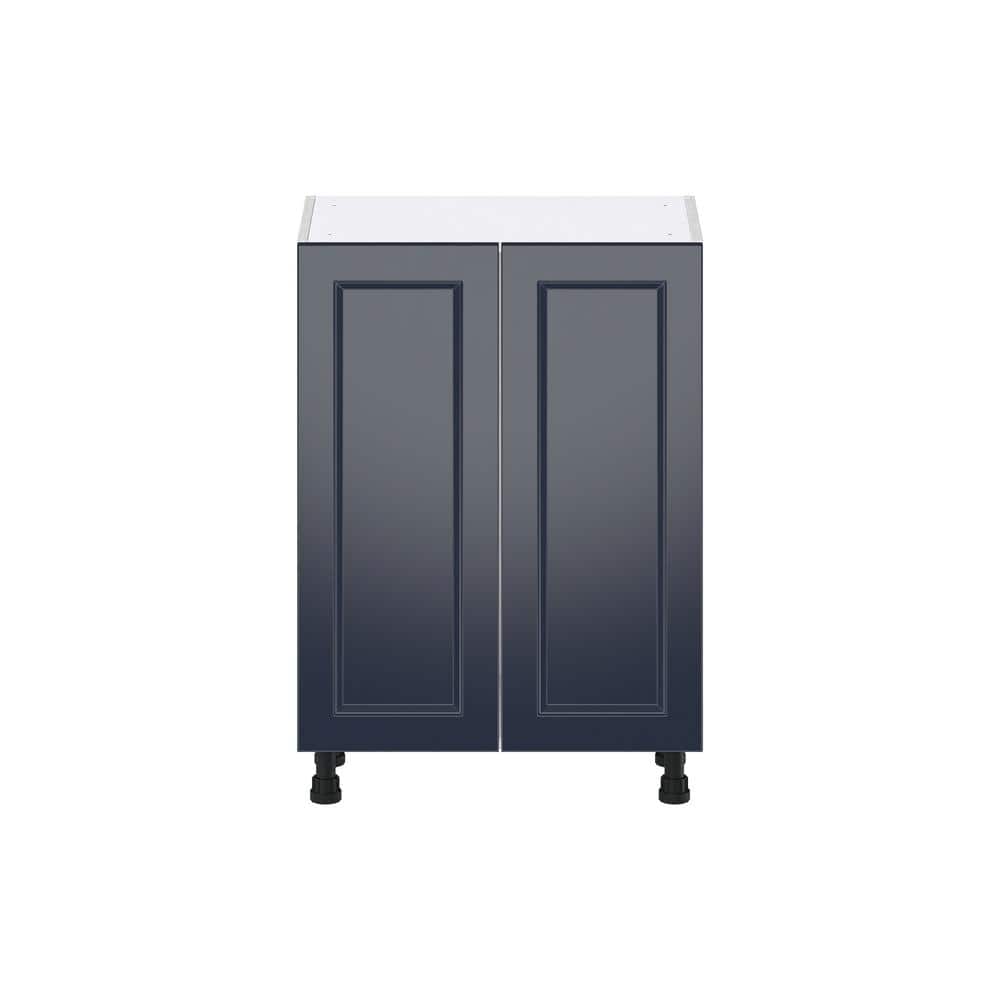J COLLECTION 24 in. W x 34.5 in. H x 14 in. D Devon Painted Blue Shaker Assembled Shallow Base Kitchen Cabinet with Drawers